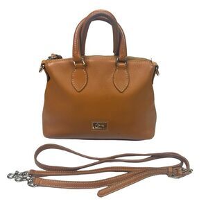 Vintage Dooney & Bourke Brown Pebbled Leather Satchel Crossbody - 9.5”x8”x3.5”